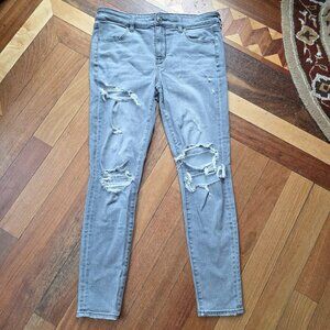 American Eagle Outfitters Gray Destroyed Jegging Jeans Plus Size 14